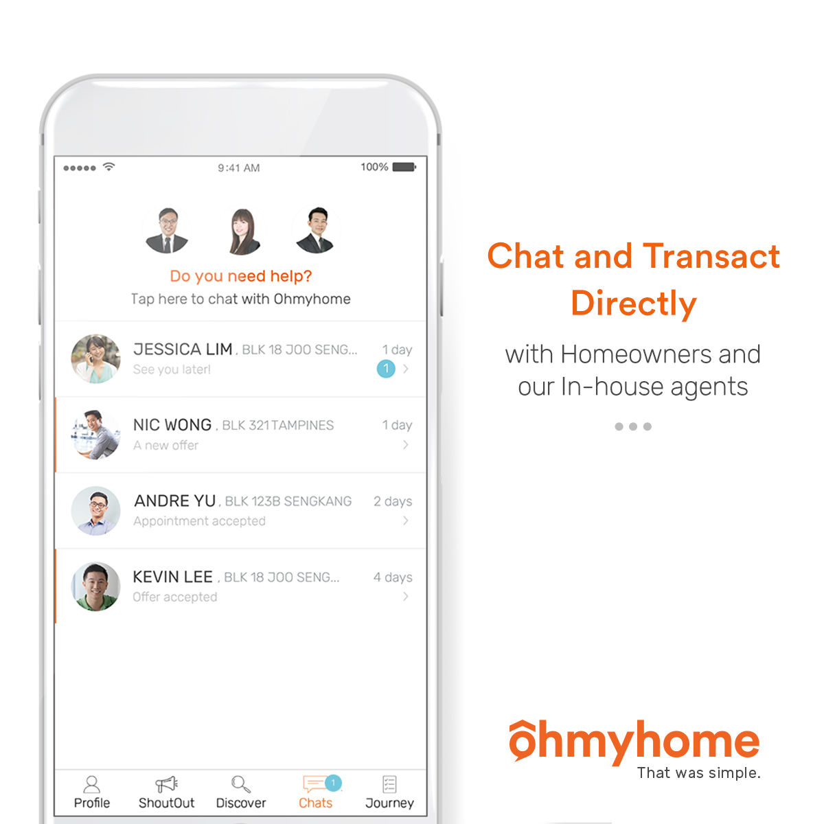 Ohmyhome DIY Property Transaction In-app Chat
