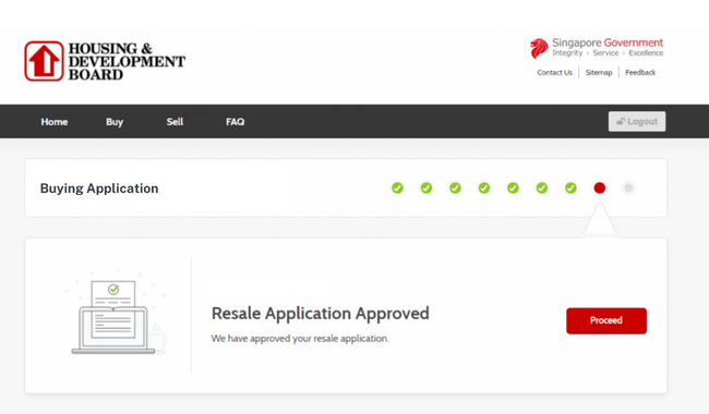 A screenshot of the HDB resale portal page when your HDB resale application is approved