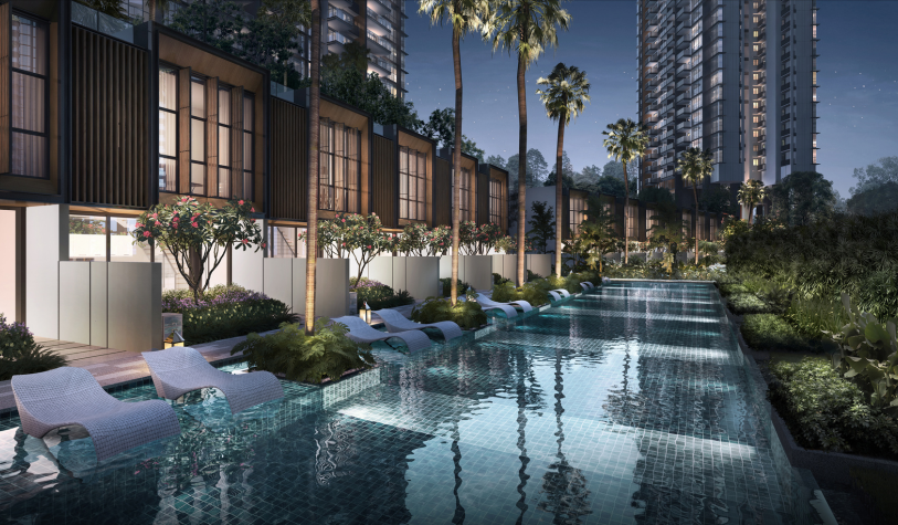 Illustration of the swimming pool of Normanton Park new launch condo.