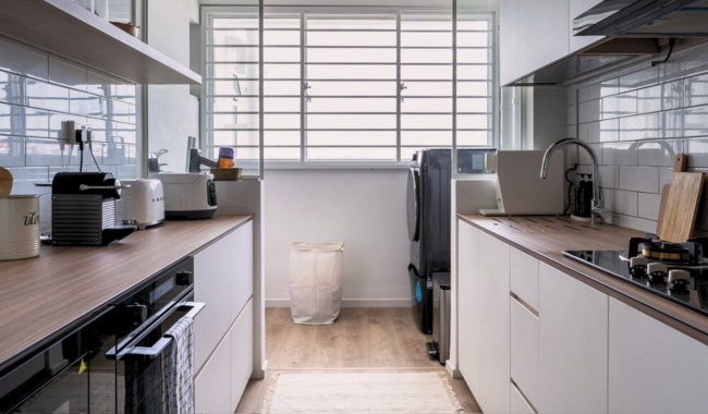 Kitchen of a typical HDB flat in Singapore