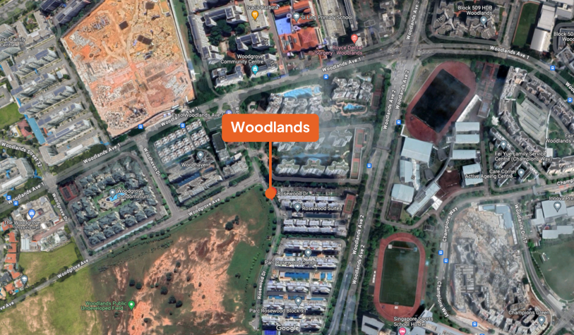 Aerial view of Woodlands at Seletar Expressway Feb BTO 2024 in Google Maps