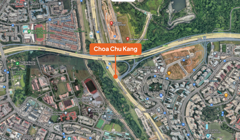 Aerial view of Choa Chu Kang Feb BTO 2024 in Google Maps