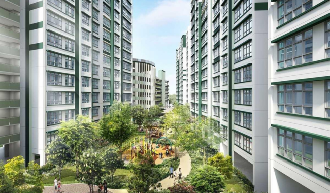 Artist's impression of Bedok North Springs, a BTO project for the Feb 2024 BTO exercise