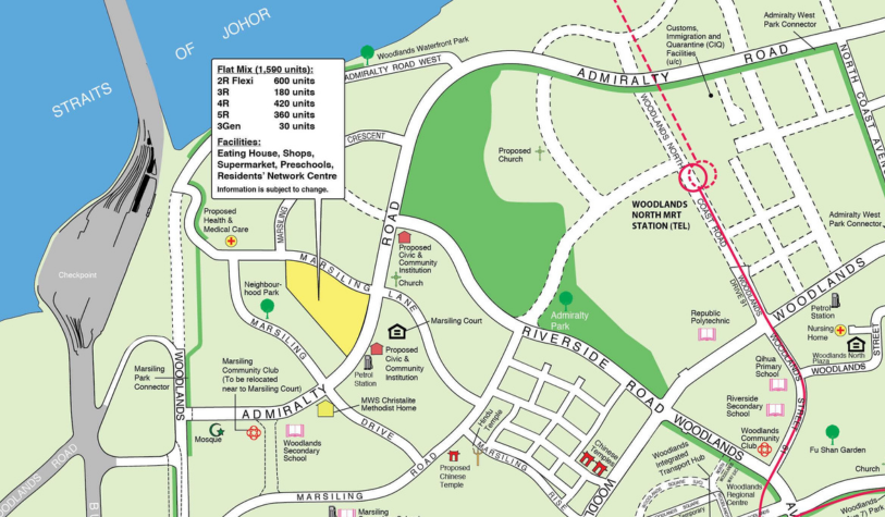 HDB map of BTO June 2024 sales exercise in Woodlands
