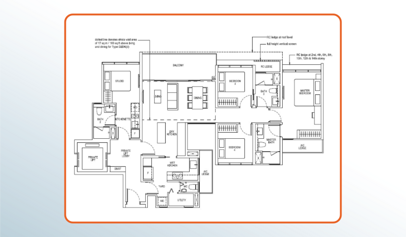 A sample unit layout for one of the condo units at The Tapestry Condo